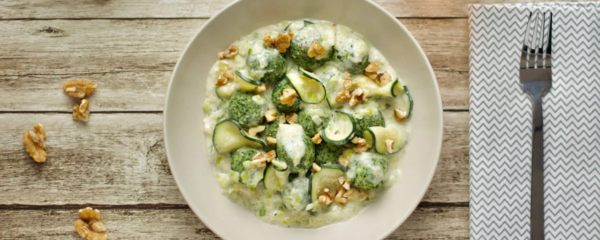 Recipe kit Spinach gnocchi in a cream of leek